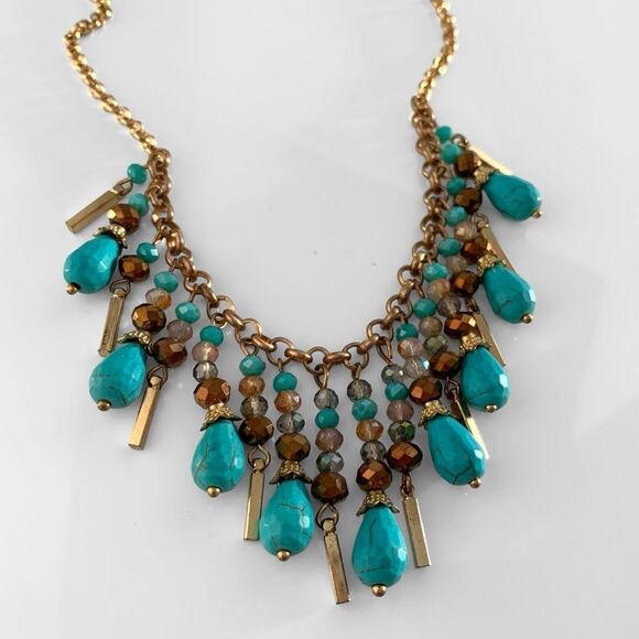 Turquoise & Crystal Drop Necklace - Picture 1 of 3